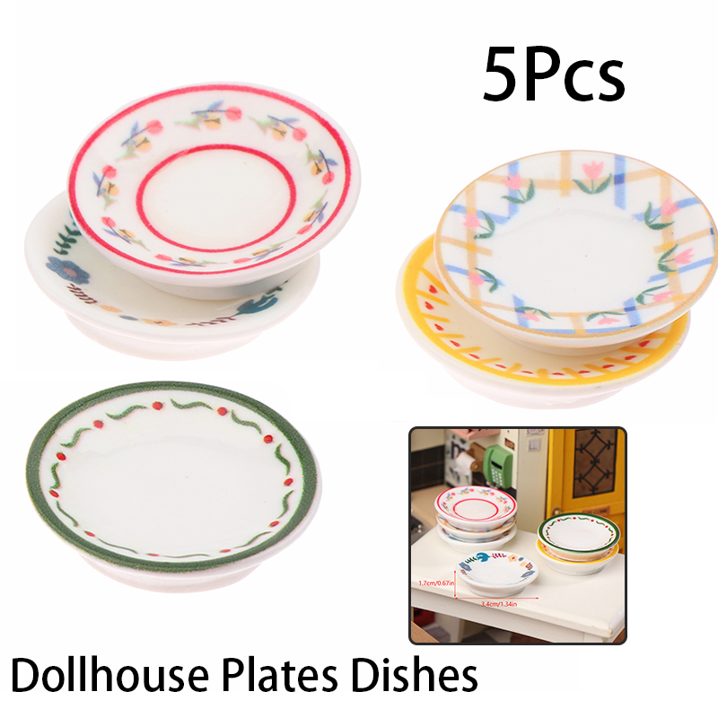 5Pcs 1/12 Dollhouse Mini Plate - Dollhouse Furniture Set ulasan dan harga