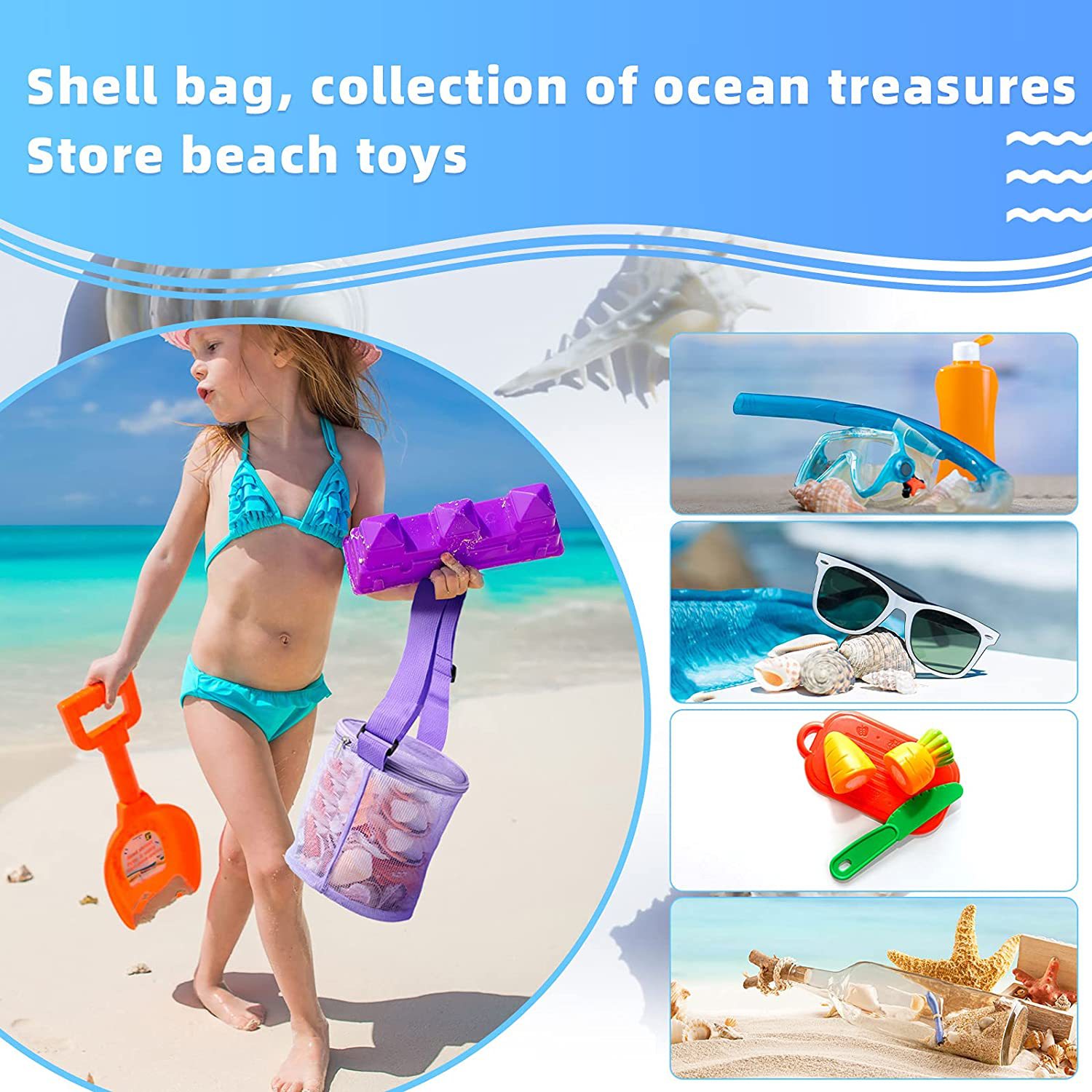 Colorful Beach Toys Mesh Beach - Kids Zipper Toys ulasan dan harga