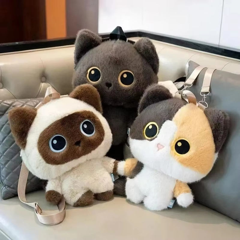 Cute Cat Backpack Plush Stuffe - Kids Zipper Toys ulasan dan harga